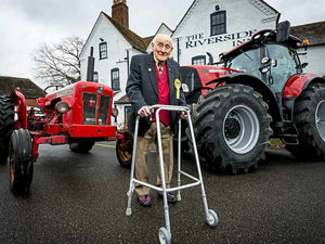 Supporting image for story: Tractors gather for Shrewsbury man John's 100th birthday