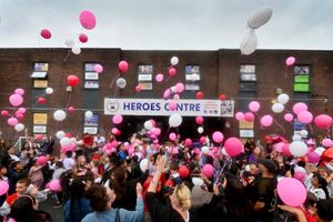 Hundreds of balloons were let off into the sky