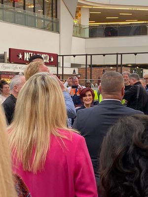 Sharon Osbourne could be spotted peering through the crowds at the mechanical bull