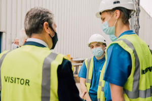 Sir Keir Starmer talks to some of the apprentices