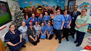 Walsall FC players visit Walsall Manor Hospital.