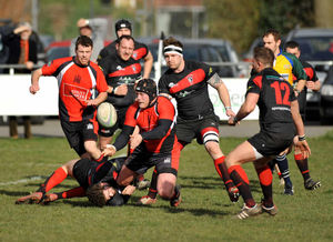 Wolverhampton RUFC v Ludlow. W'ton in black. Pictured, Theo Hodnett.