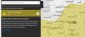 The area covered by the snow alert