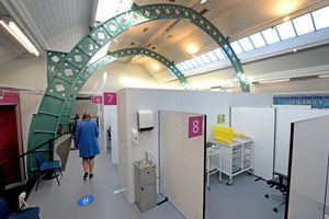 The bays are up inside the museum