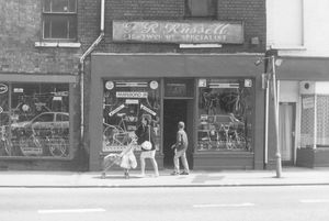 old b&w pic of Russell's Cycles in Walsall