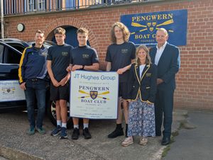 Junior Rowers from Pengwern Boat Club in Shrewsbury say thank you to JT Hughes for lending a towing vehicle to help them get boats to races.