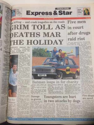 Monday, May 29, 1989 front page of the Express & Star.