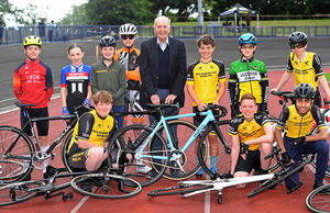 Wolverhampton Wheelers president President Hugh Porter with some of the club's competitors 