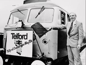 nostalgia pic. Telford. nostalgia pic. Hadley. Lord Murray, i.e. Len Murray, former general secretary of the TUC, opens Telford railway station on May 12, 1986. Len Murray was born in Hadley. Telford Central railway station. This is a print in the Shropshire Star picture archive and is Shropshire Star copyright with our copyright stamp. The photographer was 'Bob' which will probably be Bob Craig. The original caption was: 'Lord Murray flags away the first train from Telford Central today.' Railway stations. Lord Murray performs the official opening ceremony. Library code: Telford nostalgia 2019. Hadley nostalgia 2019.