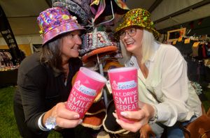 Rocking the bucket hat look is: Kay Plummer and Karen Lawrence from Essex..
