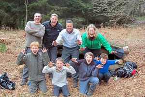 Katy Rink and son Oscar, on the right, with the Bear Grylls Family Survival Academys Shropshire crew