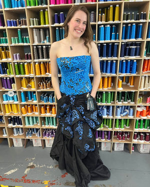 MyWorkwear’s sales office manager Lauren Chandler wearing the dress designed by Hannah DeHaan