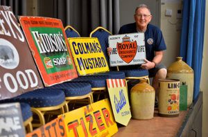 Nick Gurden from Shrewsbury with his signs