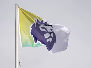 The Premier League logo on a flag