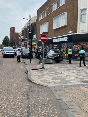 The standed car after it crash in Wolverhampton city centre