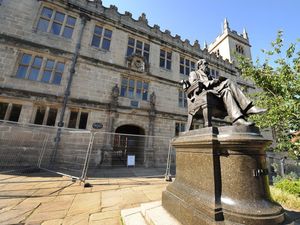 Supporting image for story: Shrewsbury Library restoration work after stone fall
