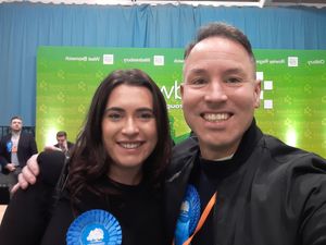 New West Bromwich East MP Nicola Richards with Conservative campaigner David Fisher