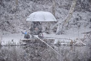 Fishing in the snow in Hednesford
