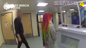 Screen grab taken from police body worn camera dated 01/04/22 issued by West Mercia Police of Amy Pugh being arrested on suspicion of murder. 