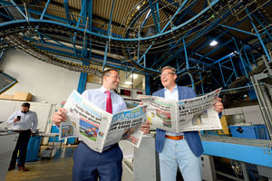 Camelot chief executive Nigel Railton with editor-in-chief Martin Wright during a visit to the Express & Star and Shropshire Star