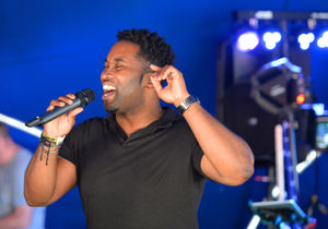 Singer Dayton Grey performing in 2018