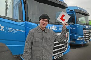 Alex Jeavons can thrown away his L plates after becoming one of thr youngest people in the country to pass his class two HGV test.