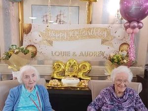 Residents Louie Wroe (left) and Audrey Williams (right) both celebrated their 101st birthday together at Horse Fair Care Home.