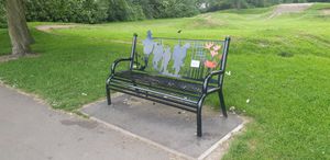 The vandalised bench in Ashmore Park, Wednesfield. Photo: Sophie Perry, Wolverhampton College NCTJ student