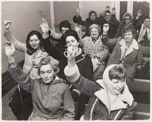 Banks's Brewery, January 7, 1974. 200 barmaids who were members of the Transport and General Workers' Union were protesting over wage cuts. 