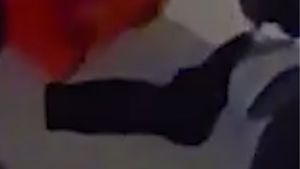 A video grab shows a gun stuffed in a sock at an address in Birmingham.