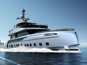Supporting image for story: This hybrid superyacht is jointly designed by Porsche and even includes seats from a 911R