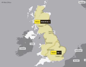 The weather warnings in place for Sunday. Image: Met Office