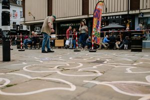 The beginning of the art work in Shrewsbury's Square