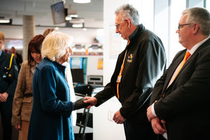 Camilla the Queen Consort, meets Alan Olver, Chief Executive of Maninplace.