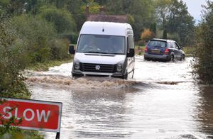 The flooded B5062 just outside Roden