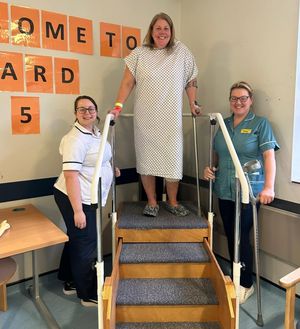 Zero day discharge patient Anthea Bowkett with staff.