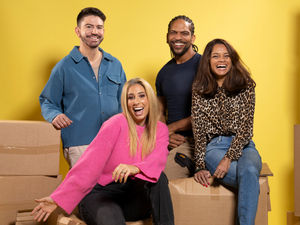 Left to right: Iwan Carrington, Stacey Solomon, Rob Bent, and Dilly Carter