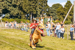 Watch the farm team battle it out in the daily dino race