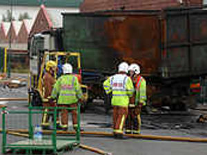 Supporting image for story: Crews still at plant after recycling blaze