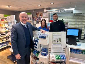 Supporting image for story: MP visits Sedgley pharmacy to talk to staff about new Government scheme