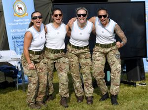 Members of the RAF physical education team Georgia Atkinson, Jo Belgrau, Zara Cavanagh and Robyn Tanner