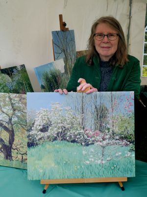 Hergest Croft Garden’s artist in residence Chris Williams with some of her work