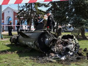 Supporting image for story: Dozens killed in missile strike on Ukraine railway station crowded with evacuees