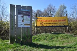 A sign at Gentleshaw Common warns it is an area of 'extreme fire risk'