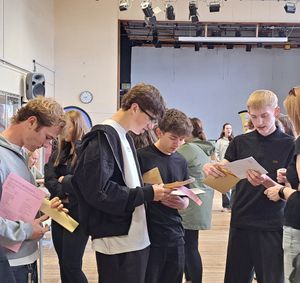 Students opening their results