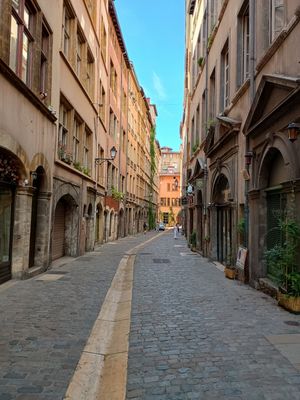 The narrow streets of Lyon's old town