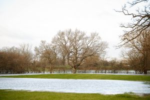 Flooding in Pentre near Shrewsbury last year.