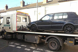 A car is towed away in Pennfields, Wolverhampton