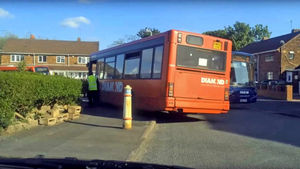 The driver gets out to assess the sticky situation