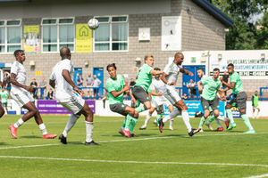 Telford corner crossed to Theo Streete Pic: Kieren Griffin Photography